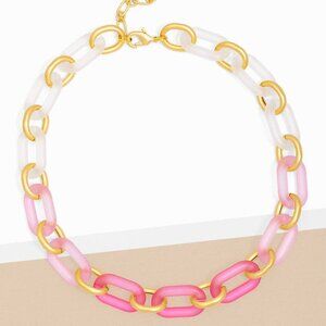 Pink Resin Oval Links Collar Necklace